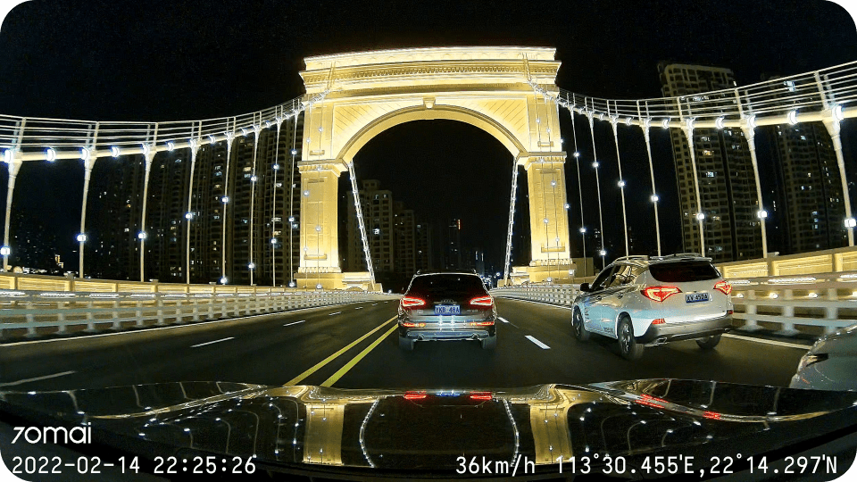 70mai M500 Dash Cam Night View