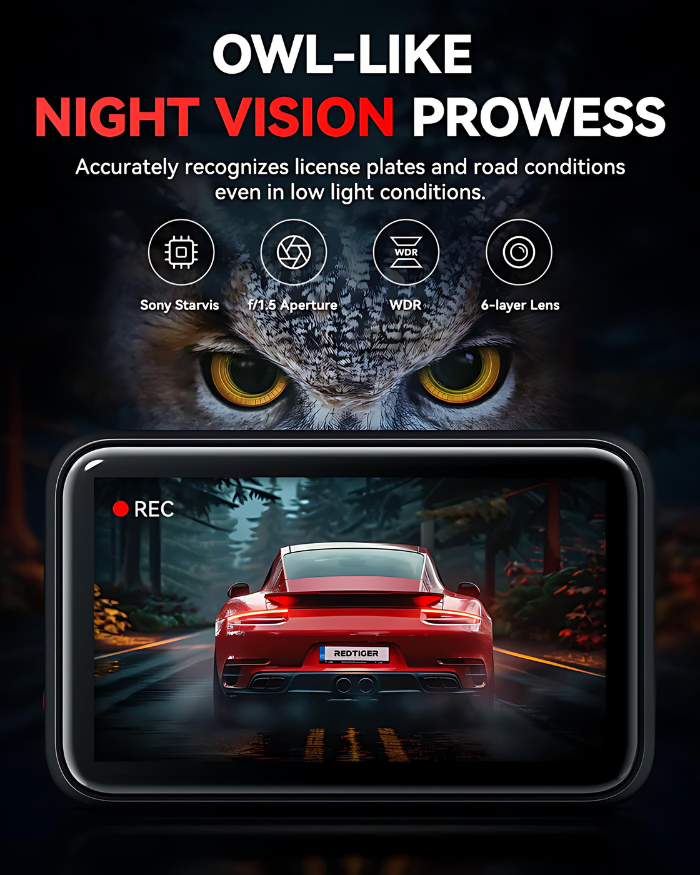 Redtiger F4 4K Voice Control Dash Cam Night Vision