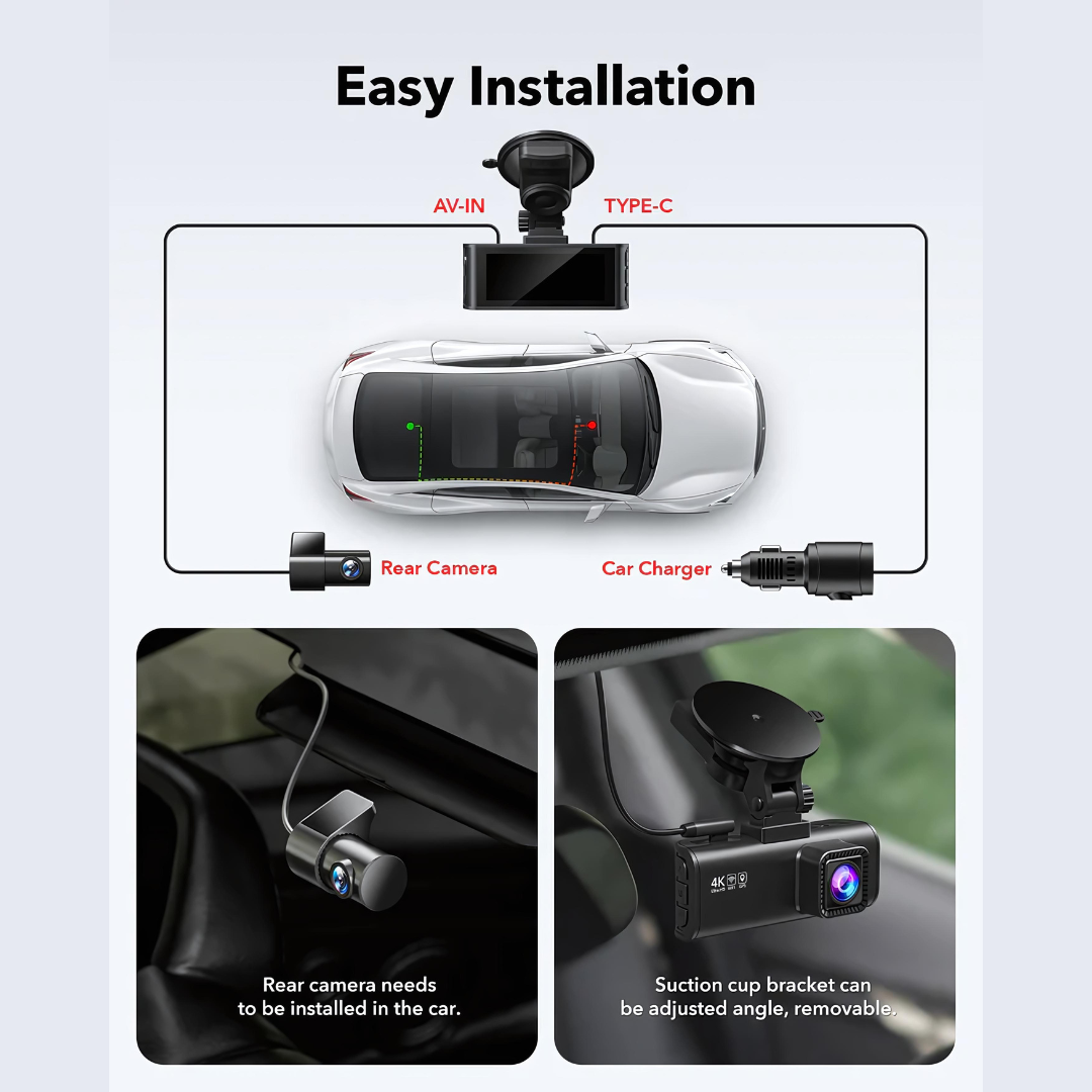 Redtiger F7NP 4K Front Rear Dash Cam Installation